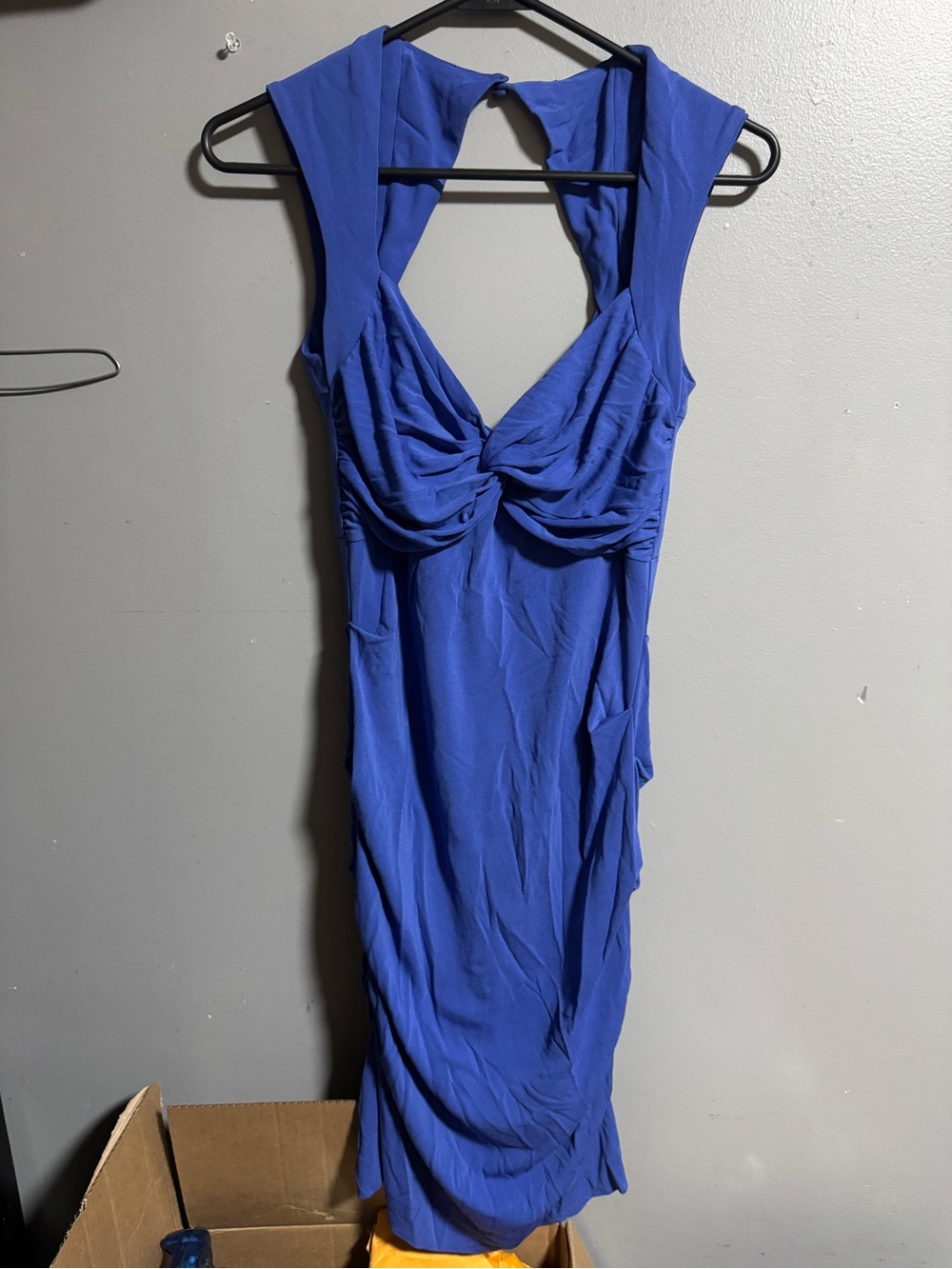 Nicole Miller Cobalt Blue Twist-Front Midi Dress